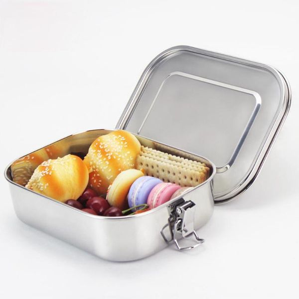 

dinnerware sets lanlan square 304 stainless steel preservation lunch box with silicone sealing ring leak-proof container bento -30