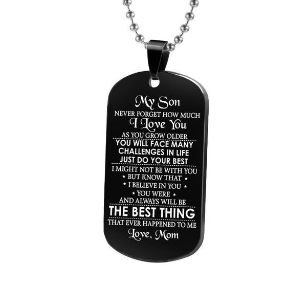 

pendant necklaces black dog tags dad\mom to son\daugthter necklace metal military tag steel gift, Silver