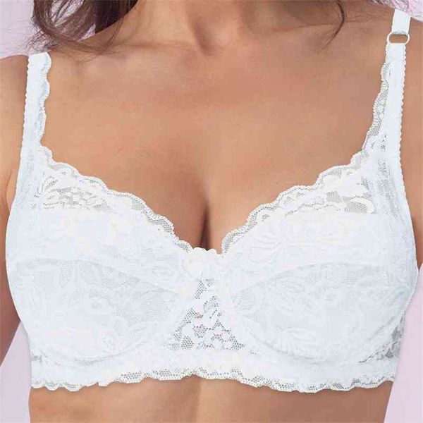 Yandw Brand Lingerie Conforto Lace Crop Top Ultra-fino fio branco sutiãs para mulheres sexy brassiere bordado A B C D DD E F 34-44 210728