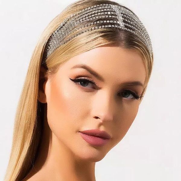 

hair clips & barrettes wedding princess elastic multi-layer rhinestone band accessories headdress fashion fine women gift temperament girl s, Golden;silver
