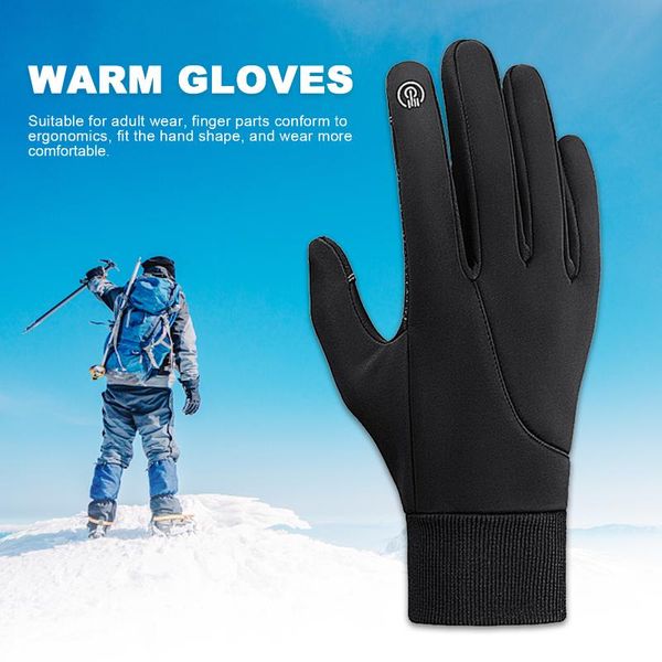 

warm riding gloves winter cycling bicycle touchscreen full finger windproof water repellent outdoor sports l, Black