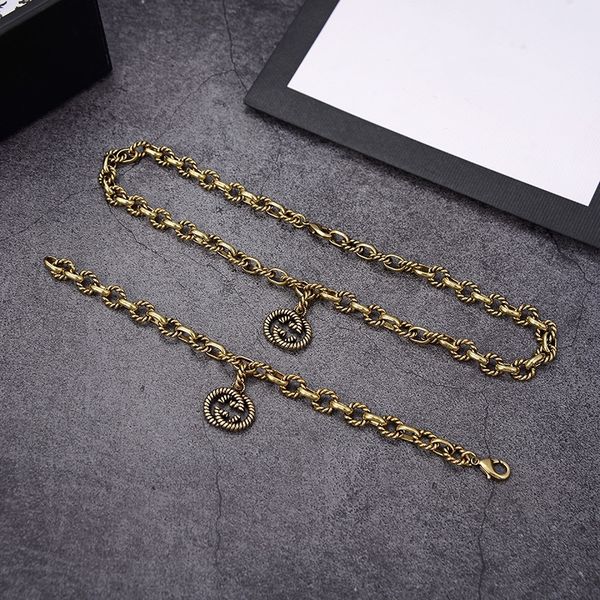 

2021 new jewelry ancient family double letter necklace bracelet temperament necklace bracelet women's gift, Black