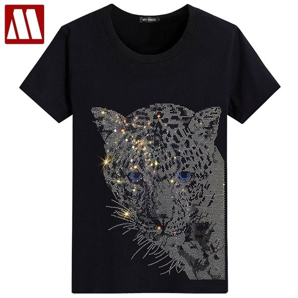 

-selling male leopard print diamond t-shirt short-sleeved streetwear casual fashion design slim brand men and women t shirts 220302, White;black