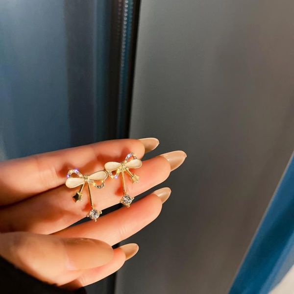 

stud summer personality creative bow pendant earrings luxury fashion prom party for women holiday gifts, Golden;silver