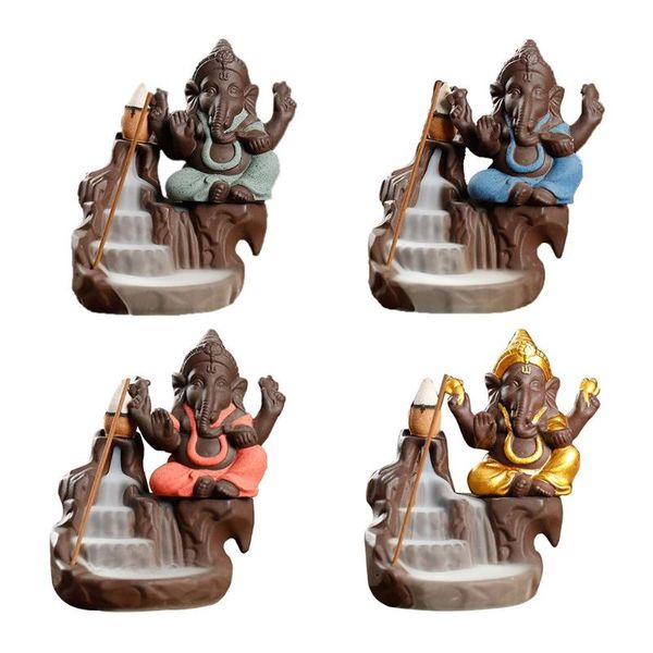 

fragrance lamps elephant shaped ceramic incense burner red stoare decoration backflow home vaporizer