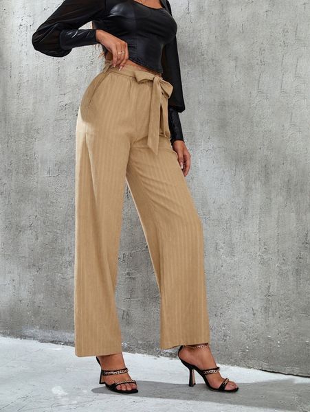 

tall high waist belted wide leg pants o6ws#, Black;white