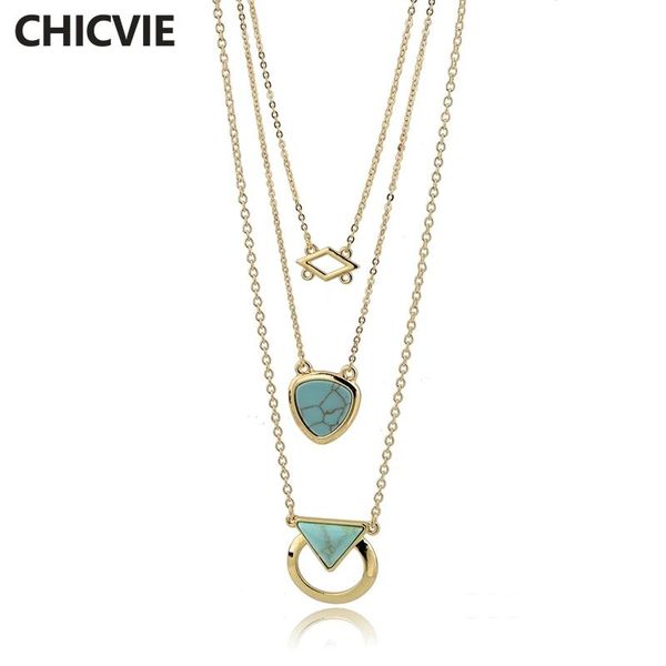 

pendant necklaces chicvie stone vintage necklace jewelry fashion retro bohemia style multilayer beads chain for women sne170024, Silver
