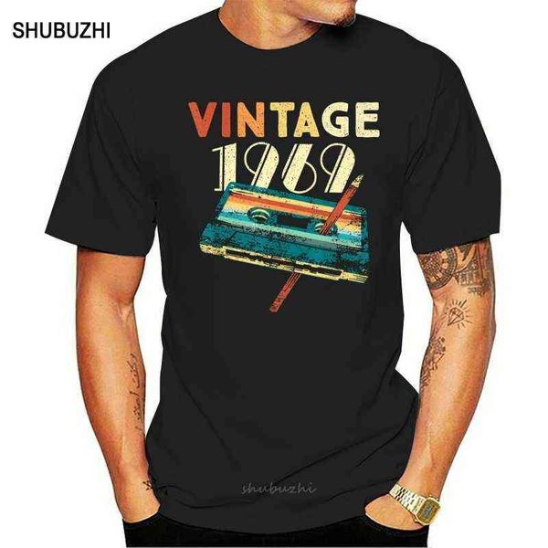 Мужская винтажная 1969 музыкальная кассета 50-й день рождения подарки 50 лет Футболка Si ... Cool Tops Tee рубашка G1217