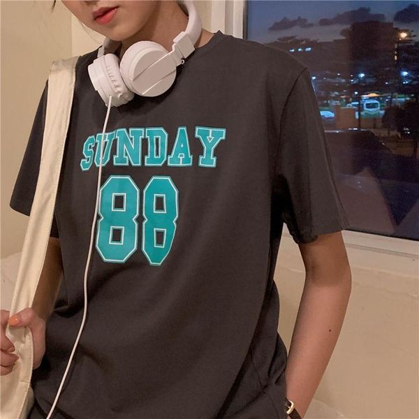 

women's t-shirt cotton short-sleeved solid color spring and summer round neck student loose fashion all-match casual, White