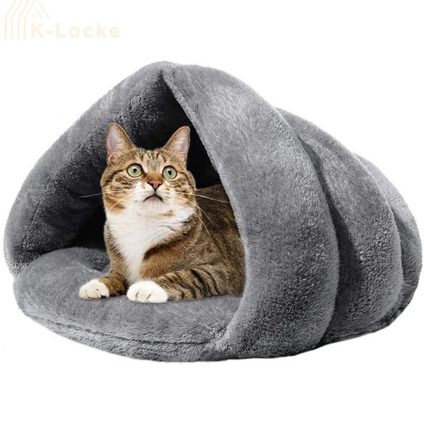 

cat beds & furniture triangle litter pad cats dogs soft nest kennel bed cave house sleeping bag mat tent pets winter warm cozy