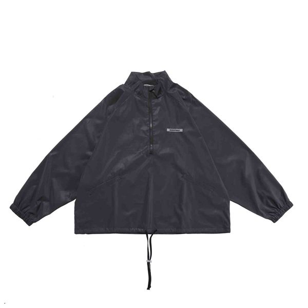 

men's jackets essentials hip hop half zip windbreak black laser coat turndown collar streetwear xtaf, Black;brown