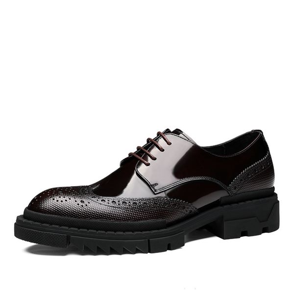 

bullock men's leather sho carved busins casual english lace up fashion drs, Black