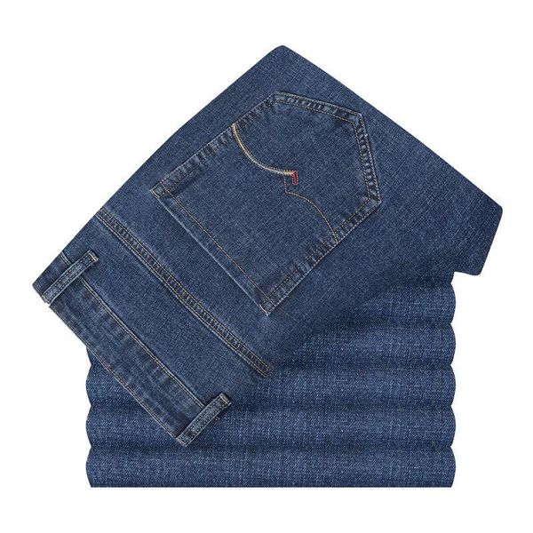 

men's jeans cotton autumn winter washed blue straight-leg pants/brand boutique large-size business casual pants stretch