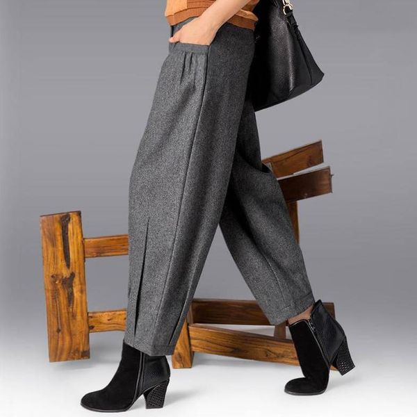 

women's pants & capris autumn winter women loose comfy sweatpants high waist harem lantern pantalon trousers wide leg casual, Black;white