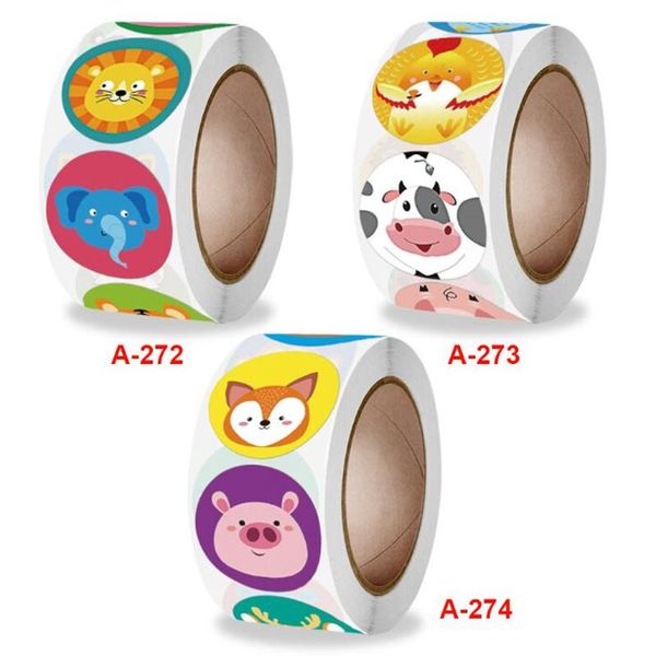

jewelry pouches, bags candy sticker 2.5cm 500pcs round shape pig / elephant /cow style teachers reward children toys cute animal label, Pink;blue