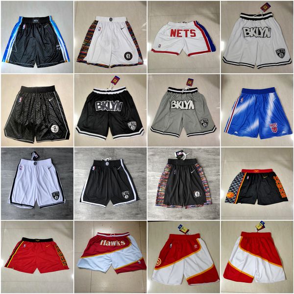 

2021 team basketball short just don brooklyn nets city version shorts hip pop pant with pocket zipper sweatpants red white stitched size s-x, Black