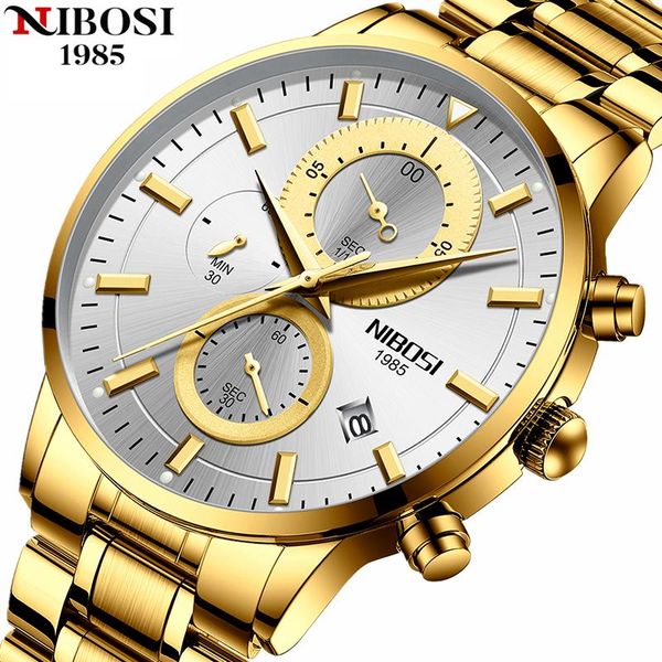

wristwatches nibosi mens luxury watch analog quartz wristwatch men business dress men's casual waterproof sport clock, Slivery;brown