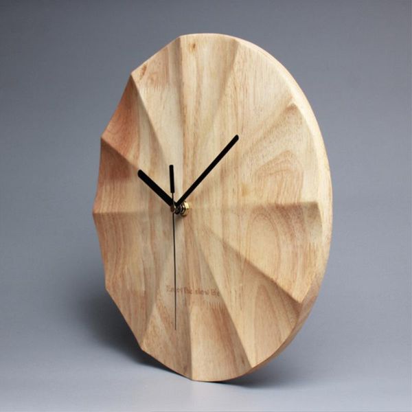 

wall clocks solid wood simple nordic fresh home clock creative personality mute bedroom art wooden