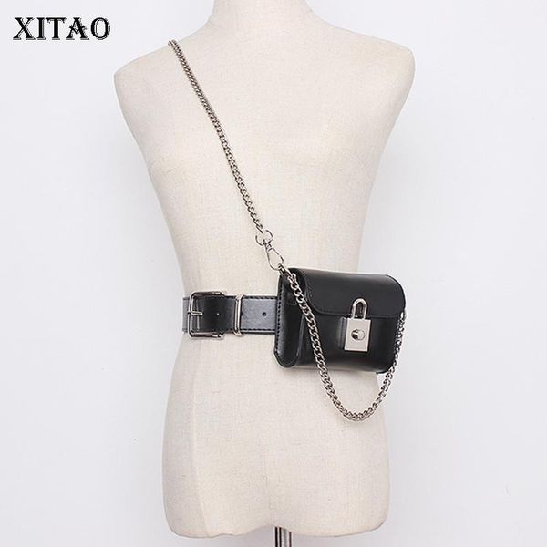 

lock chain patchwork waist packs fashion women 2021 summer goddess casual loose elegant black korean style zp2082 bags