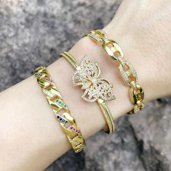 

heavy industry butterfly female personality exaggeration cold wind guard lion pig nose opening bracelet brd21, Golden;silver