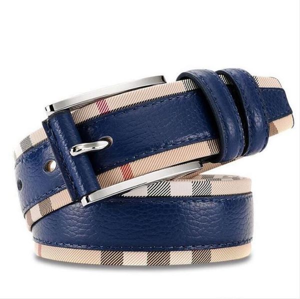 

new luxury genuine leather belt for men and women fashion pin buckle plaid belt cowhide designer belts, Black;brown