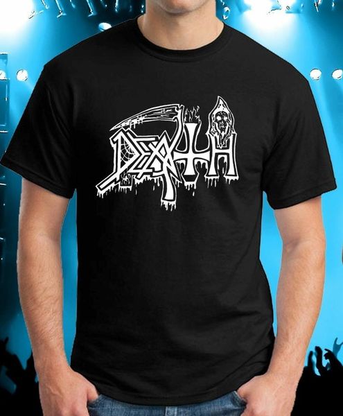 

men's t-shirts death logo metal band black t-shirt, White;black