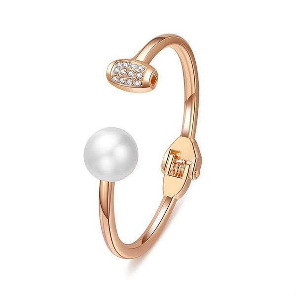 

bangle ornapeadia 2021 pearl bracelet ladies fashion retro alloy korean temperament cuff gold-plated jewelry, Black
