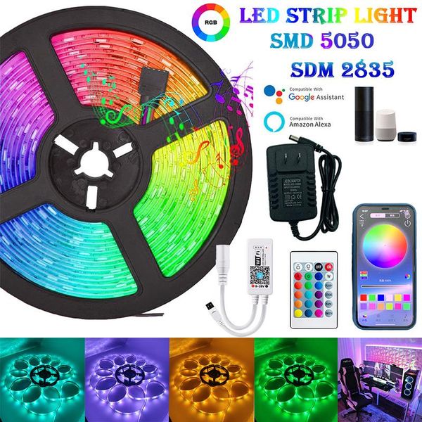 

strips led strip lights rgb flexible lamp luces waterproof light ribbon dc12v 5m 10m 15m 20m bluetooth wifi tape diode