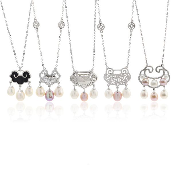 

necklace xd149 korean fashion long life lock pearl for women, Silver