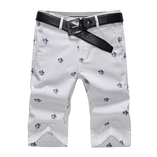 

summer style men's casual cotton shorts fashion plaid slim fit short pants brand clothes khaki white yellow orange 210716, White;black