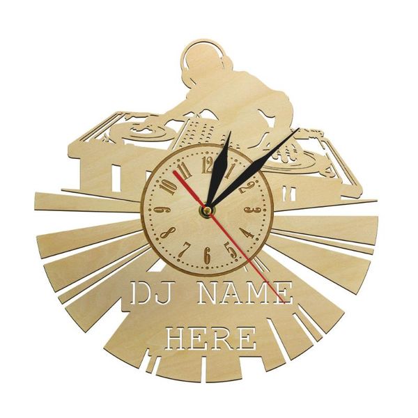 

wall clocks custom logo dj design room decor wooden clock music fans singing and dancing art silence quartz