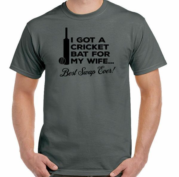 

Cricket T-Shirt Batwing for My Wife Mens Funny Cricket Ball Top Team, White;black