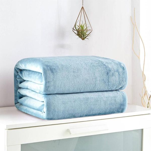 

blankets 100% flannel thick plush microfiber throws solid color blanket air/sofa/bedding soft warm winter flat bedsheet 180x220cm
