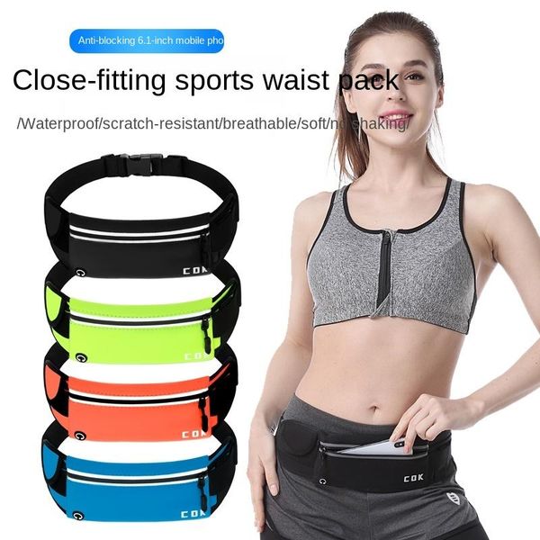 

sports waist bag men's multi-functional pack women's personal waterproof mobile phone outdoor belt marathon support, Black;gray