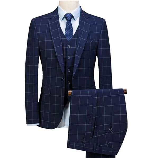 

men's suits & blazers 2021 latest 3-piece plaid slim fitting wedding suit groom's tweed wool dress (jacket + pants vest), White;black