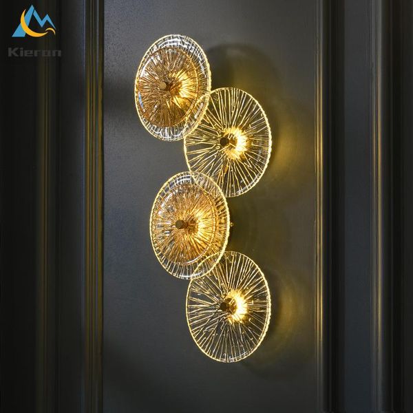 

post-modern luxury crystal led wall lamps living room sofa tv background decor lights bedroom bedside light fixtures lamp