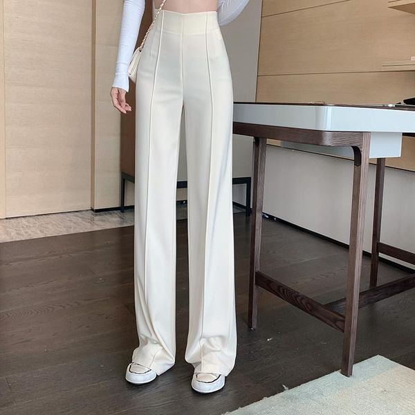 

long pants for women high waist summer fashion elegant casual office lady straight trouser women's & capris, Black;white