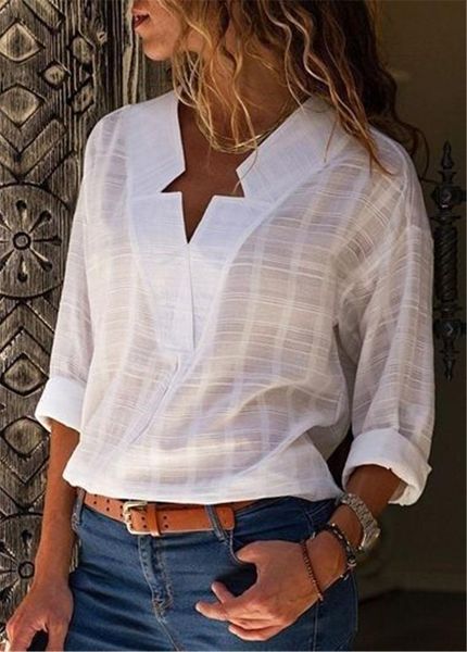 

women's blouses & shirts women's white v-neck long sleeve shirt plus size 5xl office lady womens and blouses black 2020