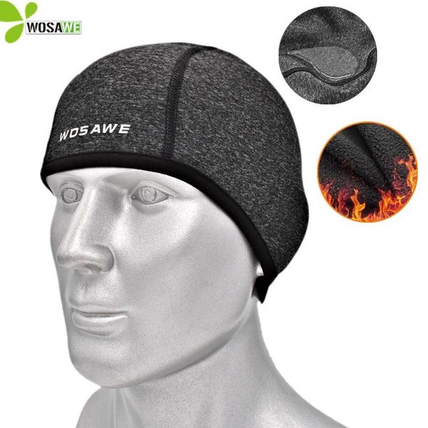 

winter cycling caps warm fleece hats thermal bicycle cap headwear ciclismo windproof waterproof running skiing bike & masks, Black