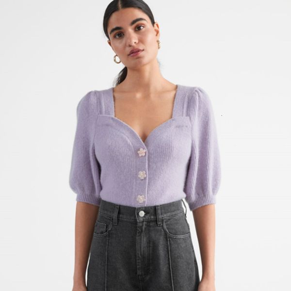 

sweaters summer sleeve mujer 2021 trench strapless crop knitted sweater white/purple short cardigan blusa knitwear, White;black