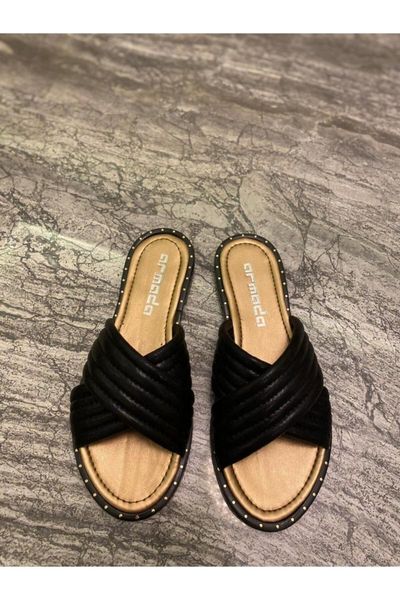 

slippers embossed black orthopedic