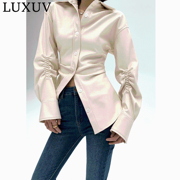 

women's leather & faux luxuv windbreaker pu long trench coat autumn jacket overcoat female outwear fashion clothing hoodie cardigan blo, Black