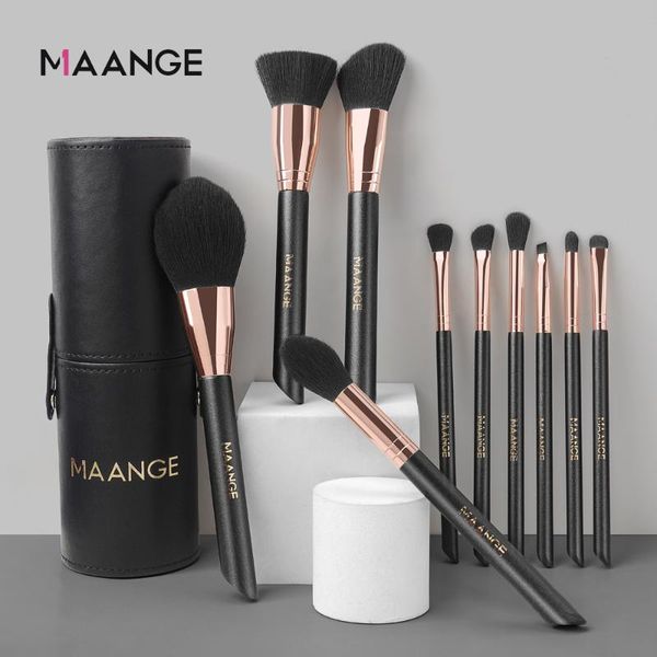 

makeup brushes 10pcs black set with brush box eyeshadow eyebrow powder foundation face cosmetic kit