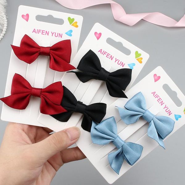 

hair accessories 2/4pcs princess cute boutique bow clip girl fabric hairpin headdress set baby bangs clips birthday present, Slivery;white