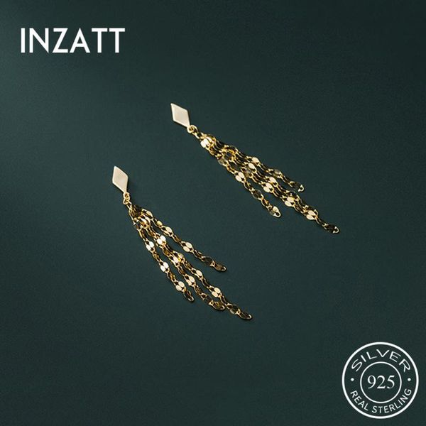 

stud inzareal 925 sterling silver chain tassel earrings for fashion women party cute fine jewelry minimalist accessories, Golden;silver