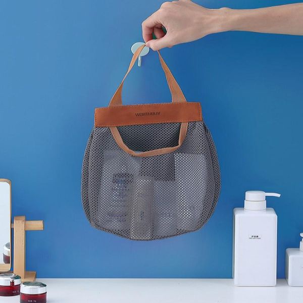 

storage bags portable bag kitchen vegetable fruit hanging bathroom wall-mounted mesh organizer hollow sundries net sack qbmy