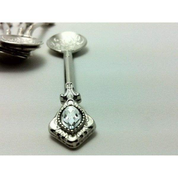 

spoons tea 6 piece decorative gift crystals colorful antique look fancy (silver)