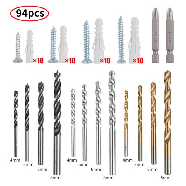 

professional hand tool sets 94pcs 4-8mm multifunction hss twist drill bit set for aluminum metal woodworking hole drilling power tools kit w