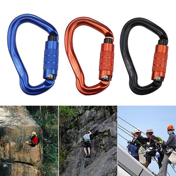 

cords, slings and webbing 23kn outdoor climbing carabiner d shape buckle lock security safety master screw equipement