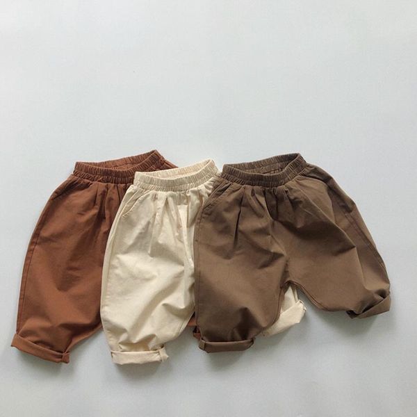 

trousers kids pants autumn boys casual loose cotton children pure color baby girls pockets harem clothes for teens, Blue